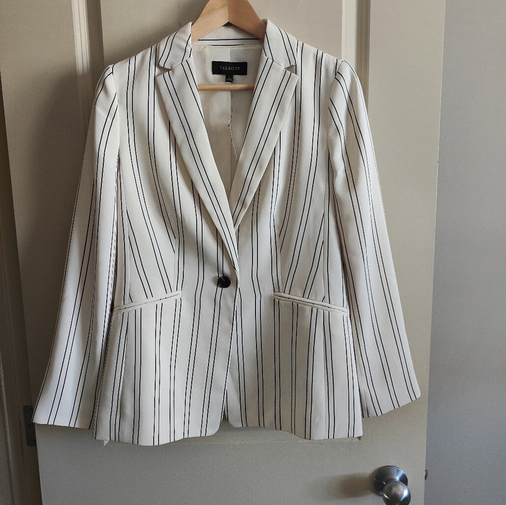 Talbots white stripe blazer (NWT)